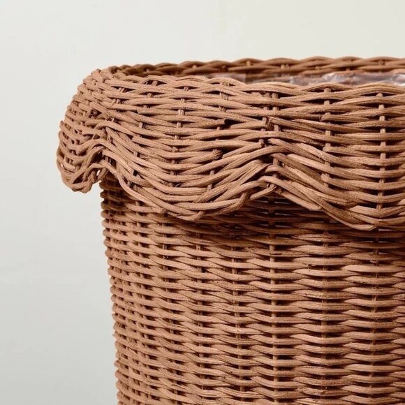 12" Rattan Scalloped Planter Basket - Hearth & Hand Magnolia - Boho Plant Decor - Picture 4 of 8